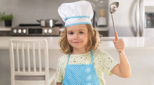 Cuoco Bambino Cuoco Cappello Cuoco Preparare Cibo Cucina Bambino Rendendo — Foto Stock