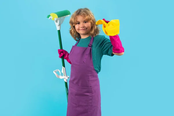 Kinder Helfen Haushalt Putzen Das Haus Hauswirtschaft Hause Netter Junge — Stockfoto