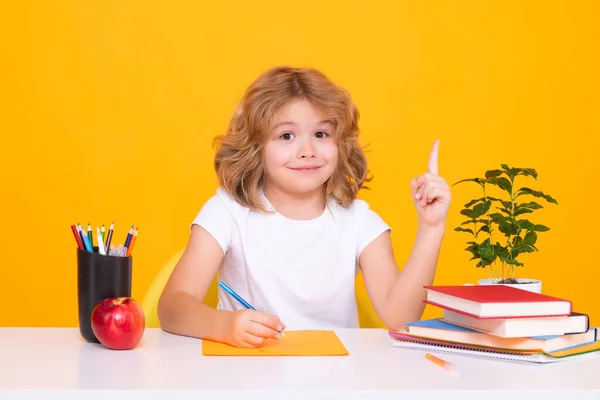 Cours Écriture Pour Enfants Étudiant Écolier Caucasien Intelligent Retournant École — Photo