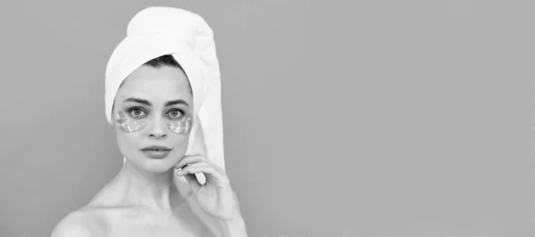 Eye Patches Patch Eyes Sensual Lady Terry Towel Use Facial — Fotografia de Stock