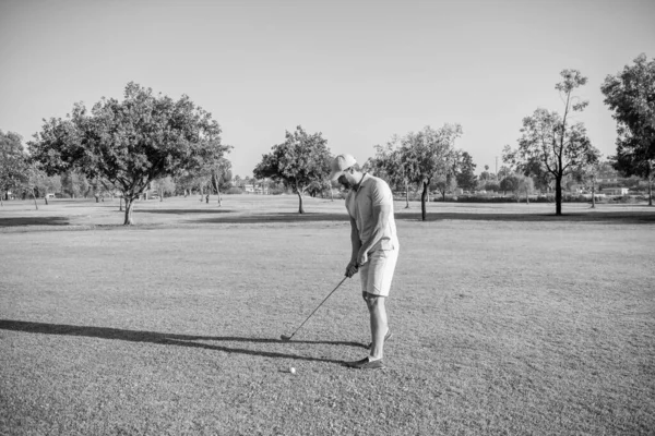 Portret Van Golfer Cap Met Golfclub Levensstijl Van Mensen Een — Stockfoto