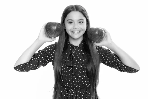 Πορτρέτο Της Αυτοπεποίθηση Έφηβος Κορίτσι Μήλο Πρόκειται Έχουν Υγιεινό Σνακ — Φωτογραφία Αρχείου