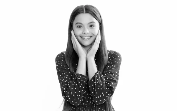 Portrait Happy Smiling Teenage Child Girl Cute Preteen Girl Head — Fotografia de Stock