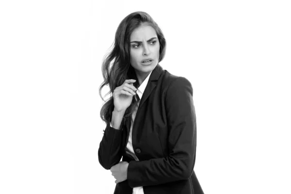 Sexy Sensual Business Woman Portrait Fashion Businesswoman Suit Isolated White — Stock fotografie