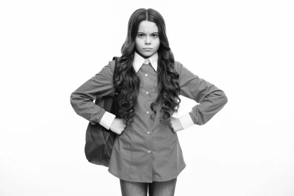Шкільна Дівчина Шкільній Формі Шкільною Сумкою Школярка Підліток Тримає Рюкзак — стокове фото