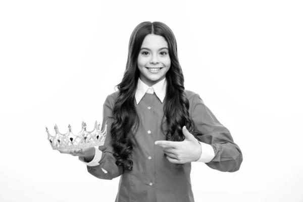 Criança Adolescente Rainha Coroa Isolada Fundo Branco Princesa Tiara Adolescente — Fotografia de Stock