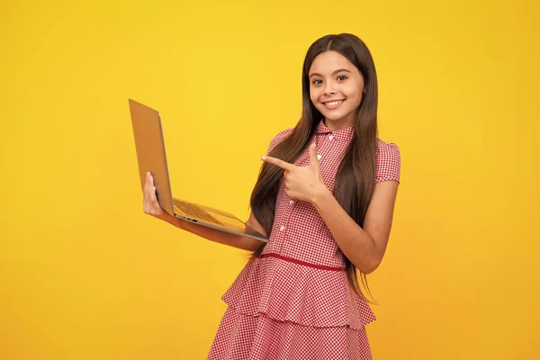 Back School Teenager School Girl Laptop Computer — 图库照片