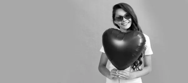 Ser Meu Dia Dos Namorados Menina Adolescente Com Balão Festa — Fotografia de Stock