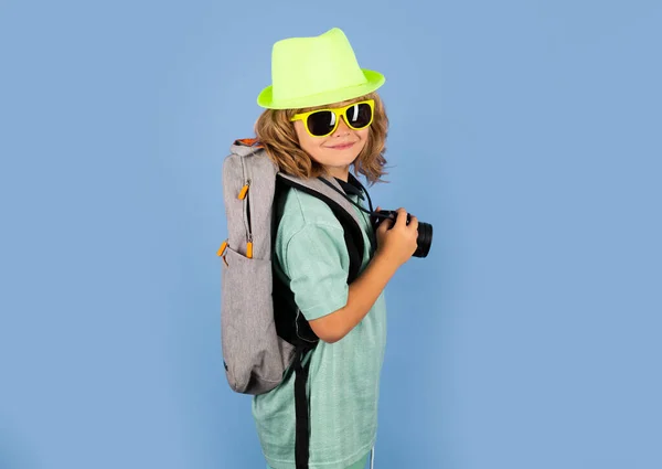Kid Resenär Fotograf Med Kamera Begreppet Resor För Barn — Stockfoto