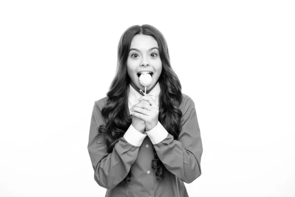 Hipster Teenager Child Girl Lick Lollypop Sugar Nutrition Candy Sweets — Φωτογραφία Αρχείου