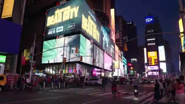 Нью Йорк Сша Июня 2023 Года Time Lapse Times Square — стоковое видео