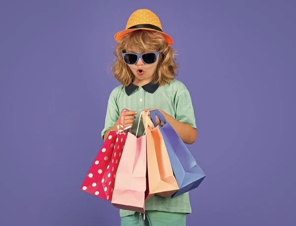 Fashion Kid Shopping Bag Studio Little Shopper Child — Photo