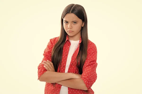 Stock image Angry teenager girl, upset and unhappy negative emotion. Studio portrait of sadness anger teen. Portrait of a very mad and upset child