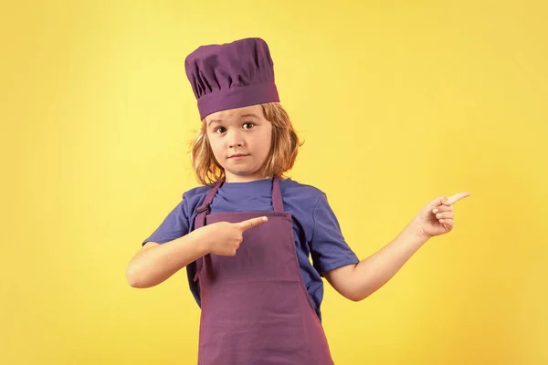 Cooking Culinary Kids Little Boy Chefs Hat Apron Studio Isolated — Fotografia de Stock