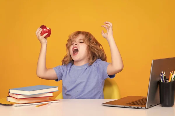 Excited Funny Pupil Little Student School Child Isolated Studio Background — ストック写真