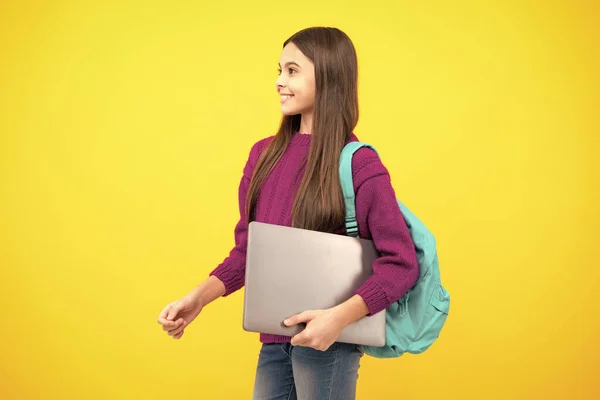 Back School Teenager School Girl Laptop Computer — Zdjęcie stockowe