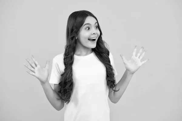 Portrait Emotional Positive Teenage Child Girl Shouting Amazement Astonishment Face — Stockfoto