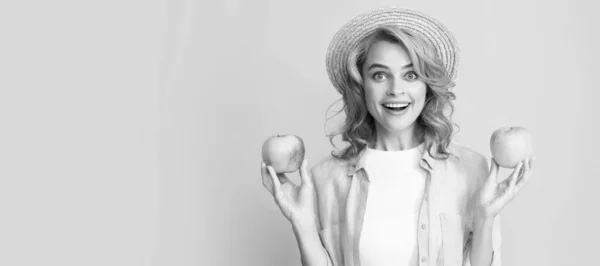 Summer Female Model Apple Healthy Life Diet Skin Beauty Dental — Stockfoto