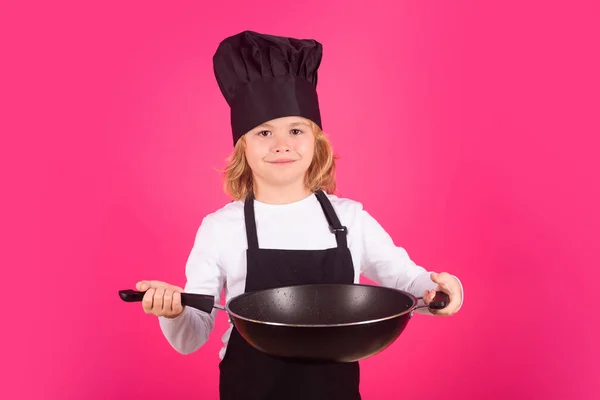 Cuoco Bambini Cucina Con Padella Cucina Culinaria Bambini Bambino Cuochi — Foto Stock