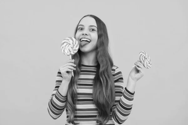 Teenage Girl Lollipop Child Eating Sugar Lollipops Kids Sweets Candy — Zdjęcie stockowe
