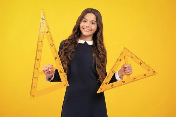 stock image Back to school. Teenager school girl on isolated background. School supplies