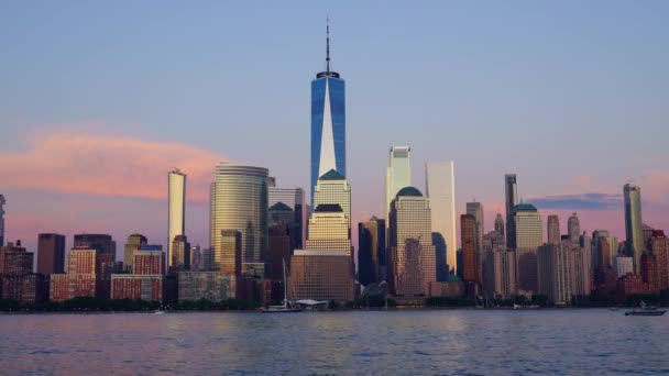 Nova Iorque Manhattan Noite Sunset New York Lower Manhattan Financial — Vídeo de Stock