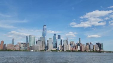 Manhattan urban cityscape. hudson river with Midtown Manhattan. Manhattan panoramic skyline in New York City. City life in New York. Skyscrapers towering over streets of downtown Manhattan, New York.
