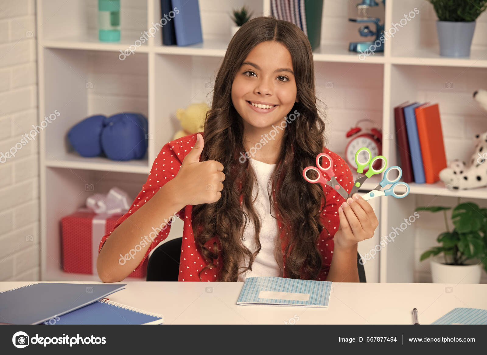 Teen School Girl Scissors Diy Ideas Children Love Child Art Stock Photo ...