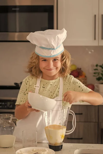 Fun Kids Kitchen Funny Little Kid Chef Cook Wearing Uniform — Fotografia de Stock