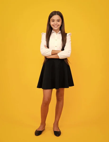 School Uniform Full Length Cheerful Teenager Child Girl Wearing Comfy — Stock Photo, Image