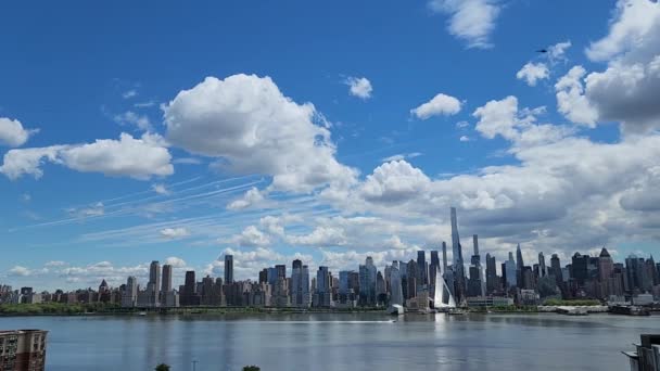 Hudson River Avec Midtown Manhattan Métropole Manhattan New York Vie — Video