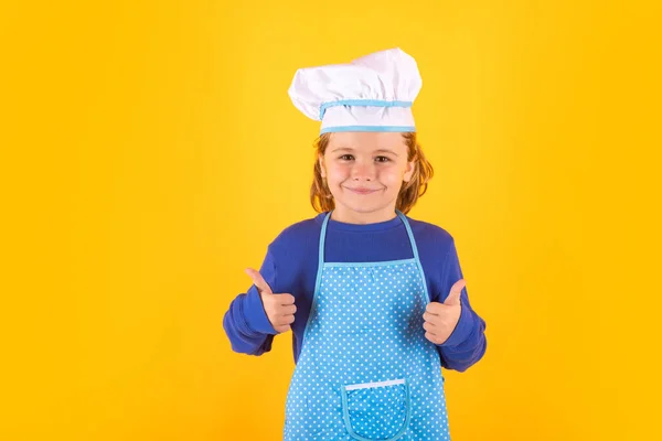 Chef Kid Boy Making Healthy Food Portrait Little Child Chef — Stock Photo, Image