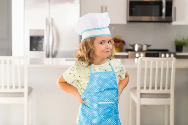 Portret Zabawnego Kucharza Kuchni Kuchnia Dla Dzieci Zabawny Mały Kucharz — Zdjęcie stockowe