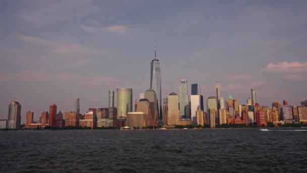 Нью Йорк Манхэттен Время Кругов Сумерках Timelapse Sunset New York — стоковое видео