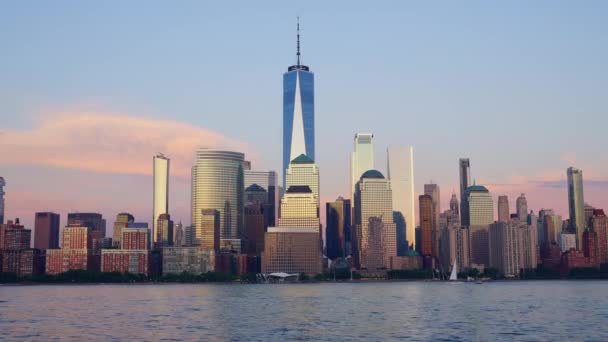 New York Manhattan Sera Tramonto New York Lower Manhattan Financial — Video Stock