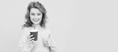 perfect good morning. express happiness. positive emotions. portrait of enjoyment. happy woman. Woman isolated face portrait, banner with copy space