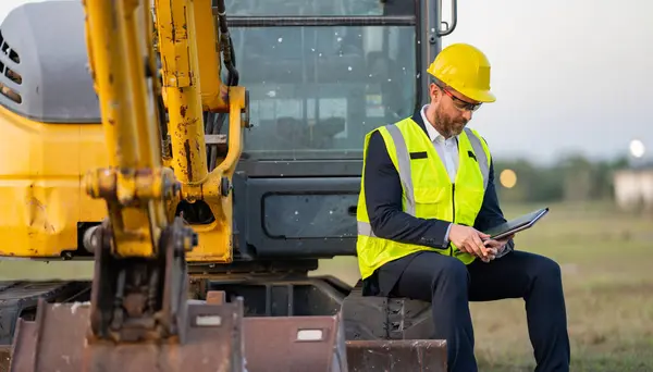 stock image Investor civil engineer, construction manager or supervisor at a construction