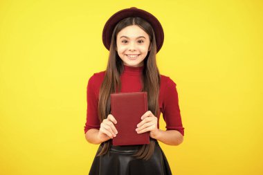 Happy teenager portrait. Back to school. Portrait of teenage school girl with books. Children school and education concept. Schoolgirl student. Smiling girl