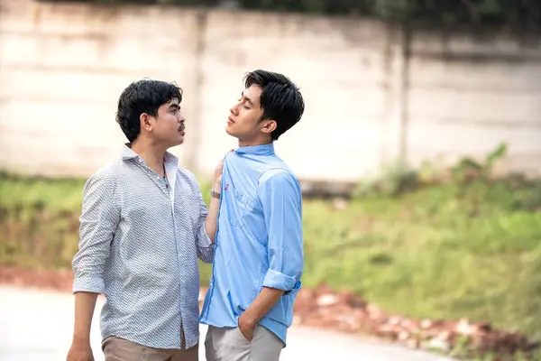 stock image Conflict between people, Friction in friendship. A man having a disagreement with his friend. Dispute in relationship