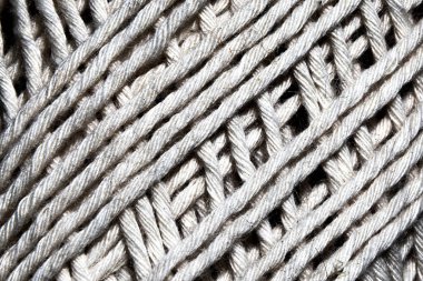 Dokulu İp Dokuma Yakından. Örgülü Makro İp Fotoğrafı.