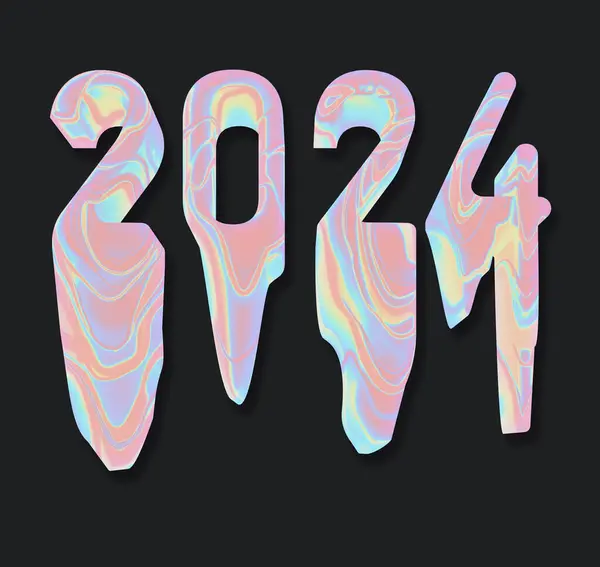Holografik tasarım efekti boya akrilik el çizimi yazması 2024 soyut sanat arkaplan sembolü modern tarz parlak asit pastel renkler beyaz zemin üzerindeki sanat unsurunu kırpıyor 