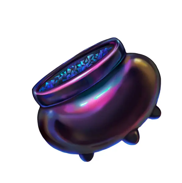 Sermaye çok renkli altın rengi, mavi, siyah, siyah, cadı kazanı, üç boyutlu el yazması, gündelik tarz, parlak, metal, nesne grafikleri, kaynak ikonu, aydınlık, yuvarlak, gümüş kaplar.