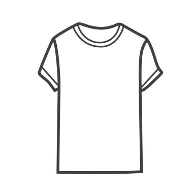 Erkek tişörtünün vektör doğrusal simgesi. Siyah ve beyaz çizimler minimalist bir tarzda. Günlük moda ve giysi tasarımları için ideal..