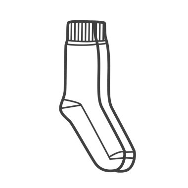 Erkek çoraplarının vektör doğrusal simgesi. Siyah ve beyaz çizimler minimalist bir tarzda. Günlük giyim ve moda tasarımları için mükemmel..