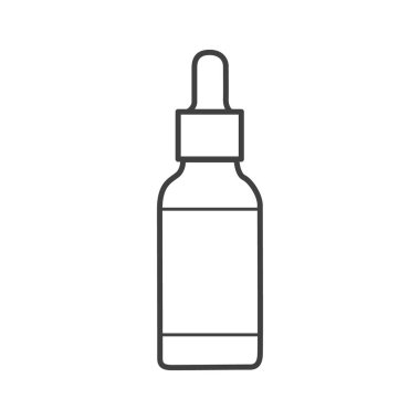 Kozmetik ve hijyen ürünlerinin minimalist siyah ve beyaz vektör çizgisi simgesi. Bu simge, genellikle marketlerde bulunan şampuan, sabun ve losyonlar gibi kişisel bakım ürünleriyle rafları temsil eder..