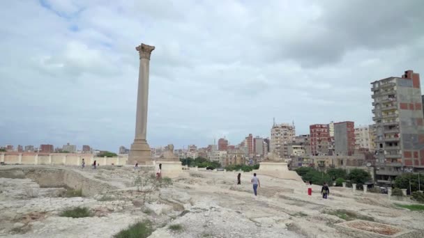 Alexandria Egipto Dezembro 2022 Vista Panorâmica Das Ruínas Templo Serapeum — Vídeo de Stock