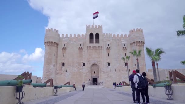 Александрія Єгипет Грудень 2022 Панорамний Вид Замку Каїтбей Узбережжі Середземного — стокове відео
