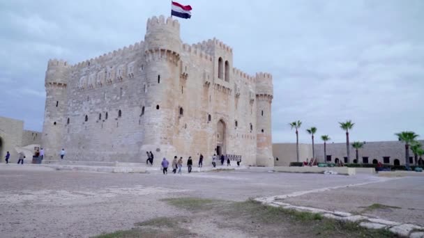 Alexandrie Egypt Prosinec 2022 Panoramatický Výhled Hrad Qaitbay Pobřeží Středozemního — Stock video