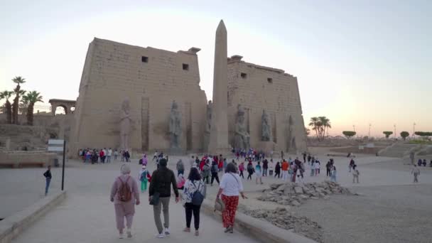 Luxor Egypt December 2022 Dolly Panoramic View Luxor Temple Tourists — Stock Video