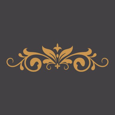 Altın Vintage Süs. Altın Sınır Süsü. Çiçekli Altın Taç Süslemesi. Düğün davetiyesi için uygun..